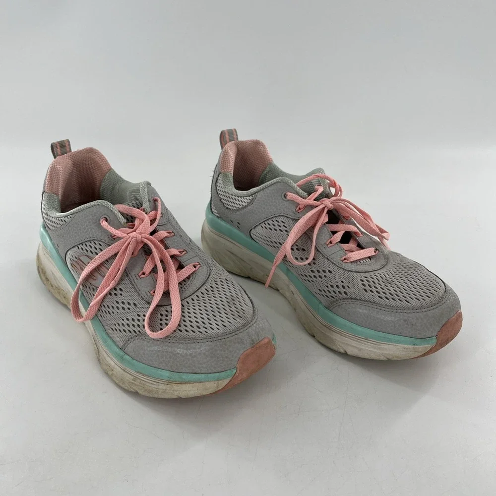 Womens Skechers Walk‎ D'Lux Walkers 8.5 Infinite Motion Gray Pink Green